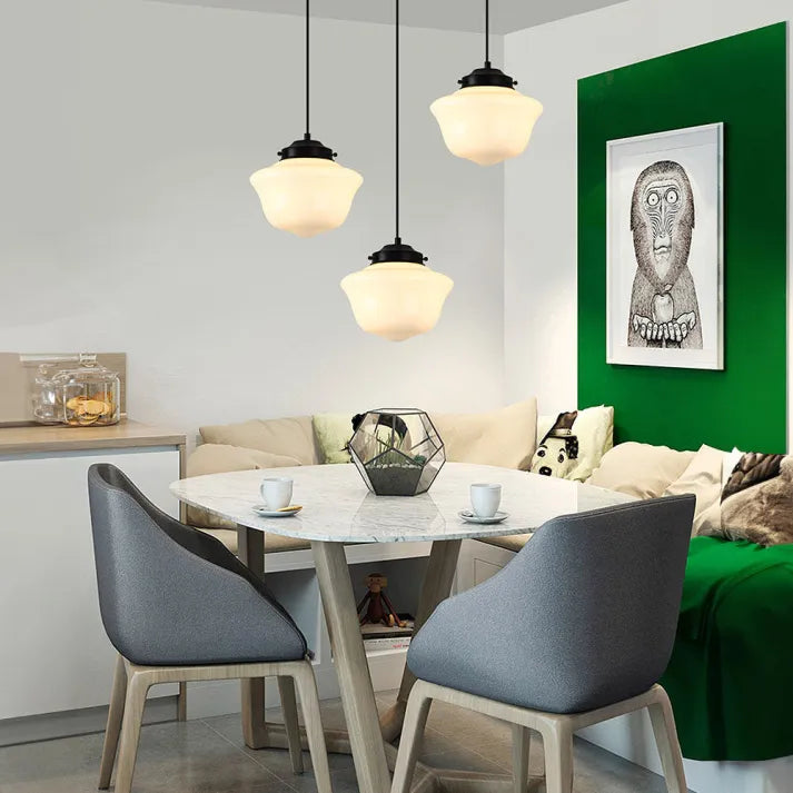 FrostGeo - Vintage Geometric Pendant Lamp made of Matte Glass for Dining Room and Living Room