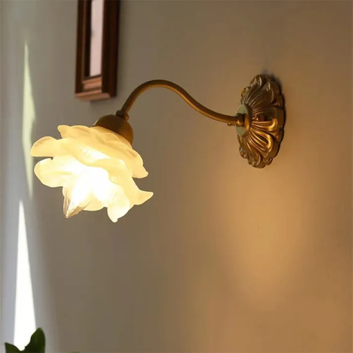 BlossomGlow – Vintage Copper Petal Wall Lamp