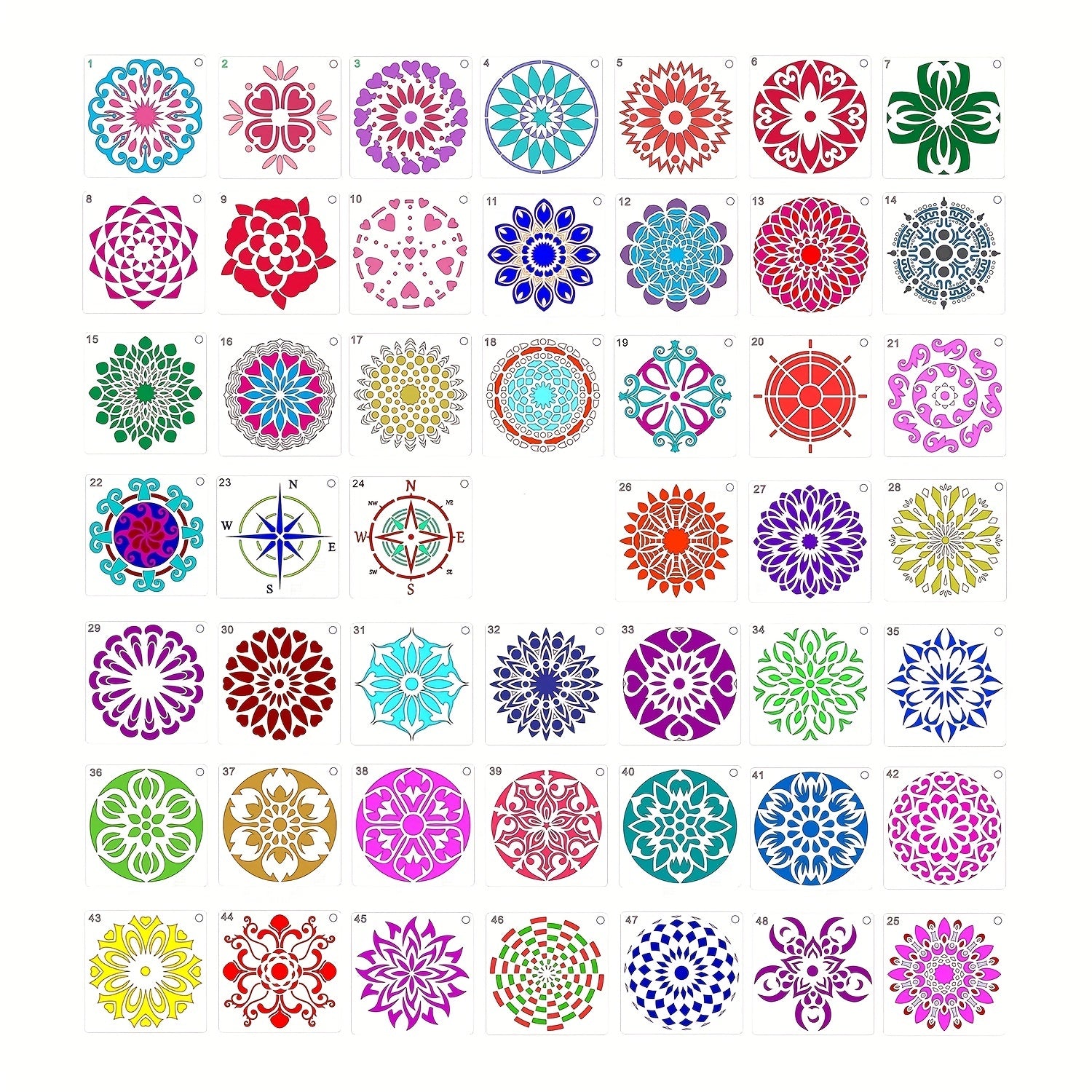 Plantillas de pintura de puntos Mandala de 48 piezas - Perfectas para proyectos DIY en piedra y madera (9.91x9.91 cm)