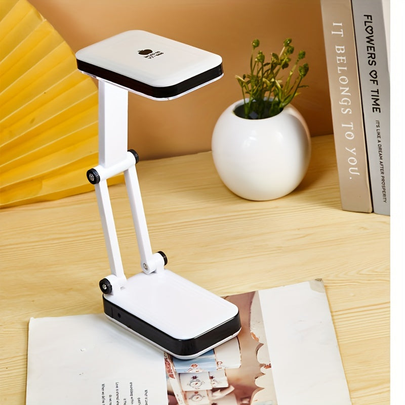 BrightFlex - Lampada da tavolo LED protettiva per gli occhi con braccio snodabile pieghevole, alimentazione doppia a batteria e USB