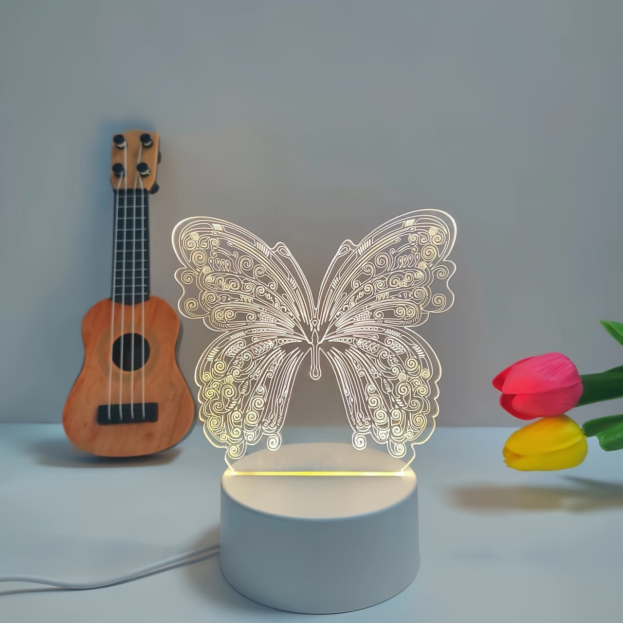 ButterflyGlow - Lámpara nocturna LED 3D con diseño geométrico