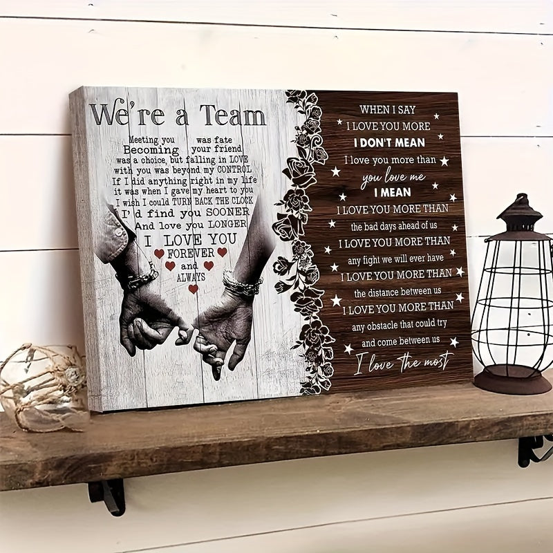 Tela personalizzata per coppie con cornice in legno, regalo per coppie "Ti amo", incontrarti è stato destino, regalo per anniversario o compleanno per la persona amata