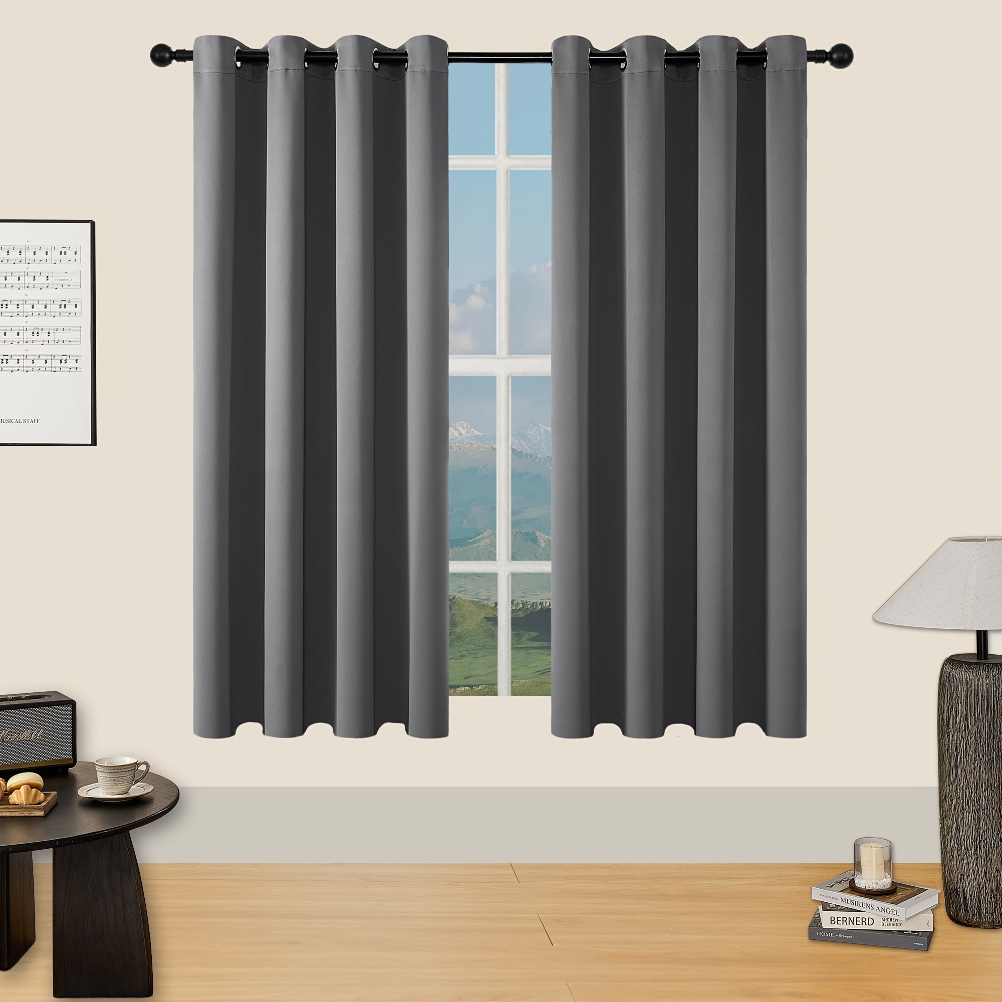 Verduisterende Gordijnen - 2 Stuks Moderne Polyester Gordijnen met Thermische Isolatie en Oogjes