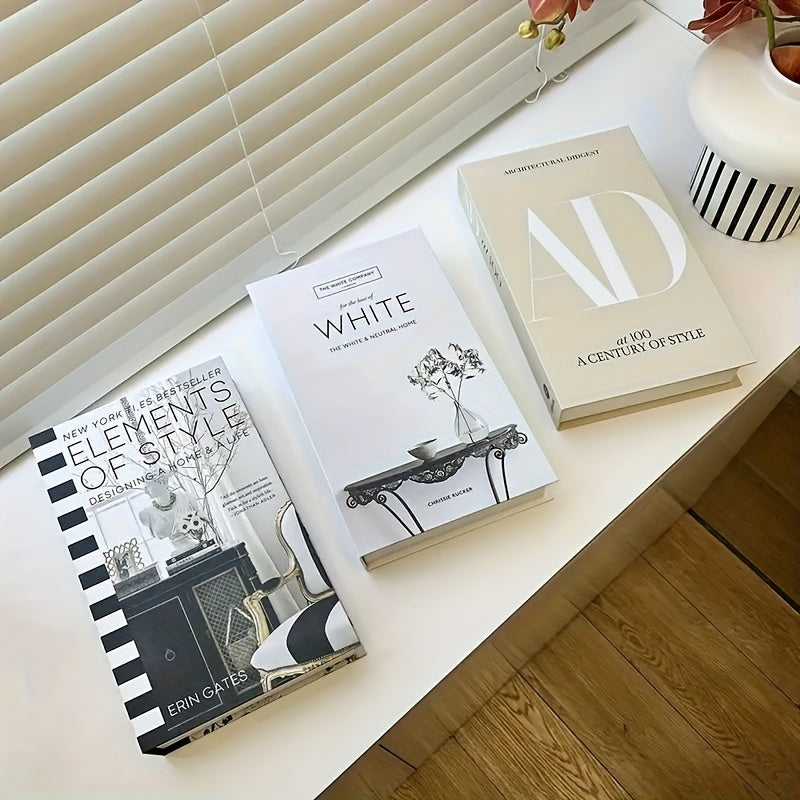 Conjunto de 3 Livros Decorativos Dobráveis - Suportes Clássicos de Papel para Decoração de Prateleiras