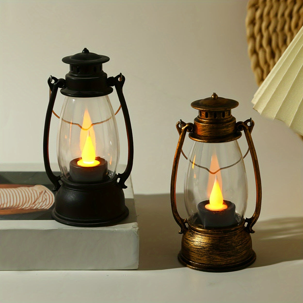 NostalgicLight - Charming LED Kerosene-Style Lamp with Batteries, Nostalgic Yellow Flame