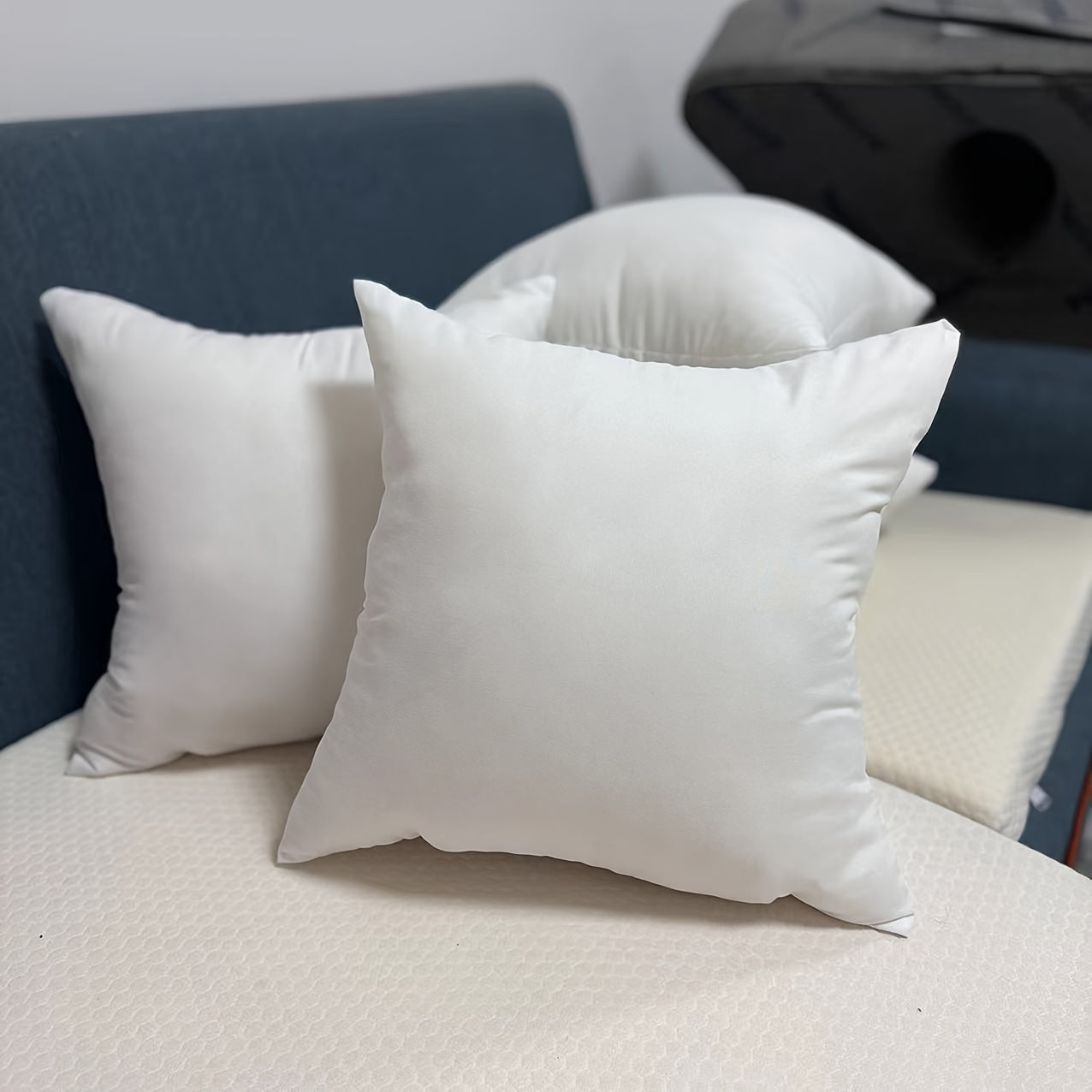 4 unidades de rellenos de cojín clásicos blancos - Cojines de alta resiliencia para sofá, coche y decoración de dormitorio