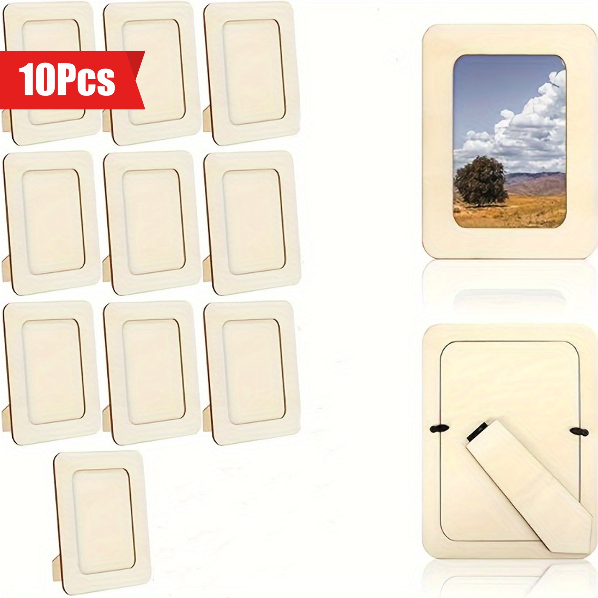 10 pezzi Cornice Fotografica - Cornici Fatte a Mano in Legno DIY 15,24 cm - Per Soggiorno, Ufficio, Regalo di San Valentino, Capodanno e Pasqua