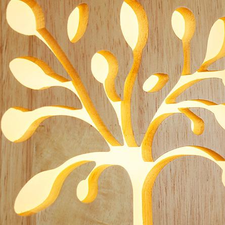 NatureShine - Lámpara de pared LED moderna de madera maciza con motivo lúdico