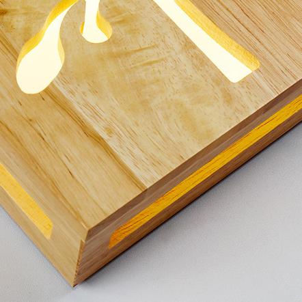 NatureShine - Lámpara de pared LED moderna de madera maciza con motivo lúdico