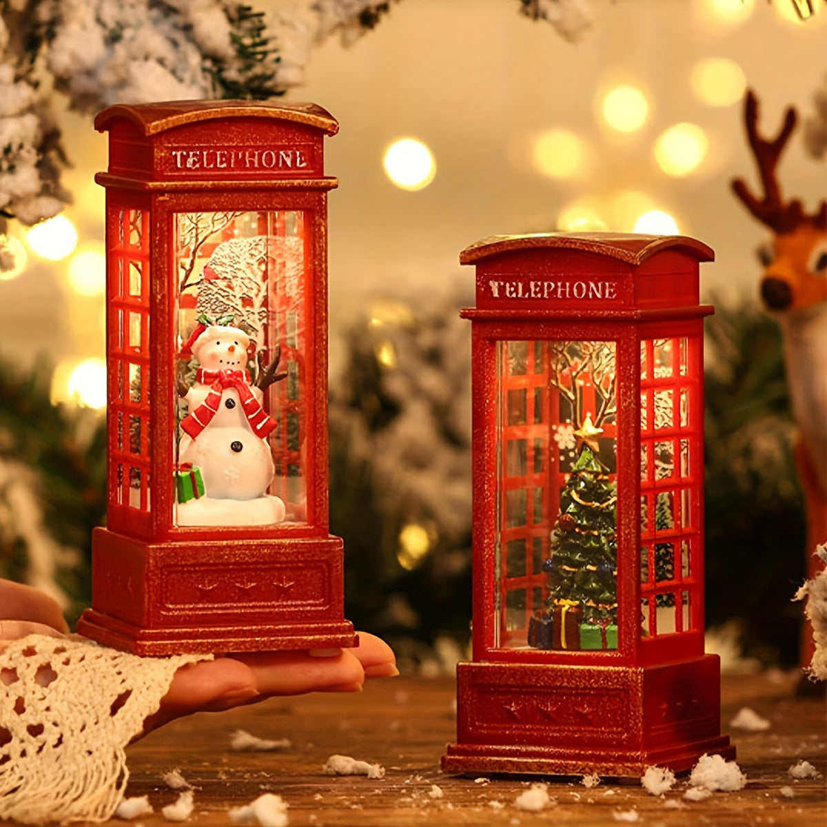 Christmas Phone - Decorative Christmas Phone Booth with Light
