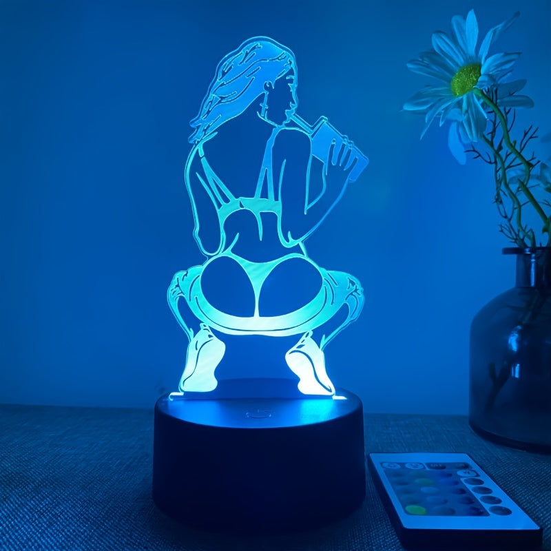 DecoLamp - Candeeiro de Mesa Artístico 3D com Comando à Distância, Alimentado por USB, 16 Opções de Cor