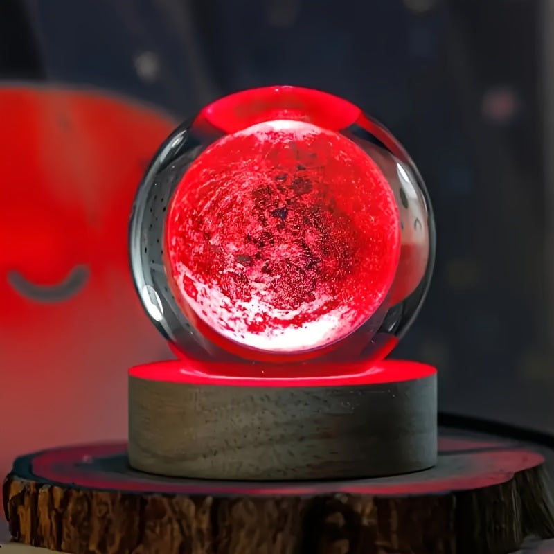 LumiSphere - 3D Crystal Ball LED Night Lamp with Wooden Base