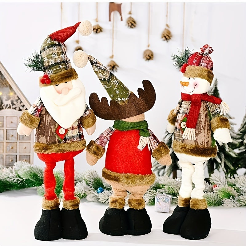 FestiveDecor - 3 Pieces Christmas Decorations: Santa Claus, Snowman & Reindeer Figurines