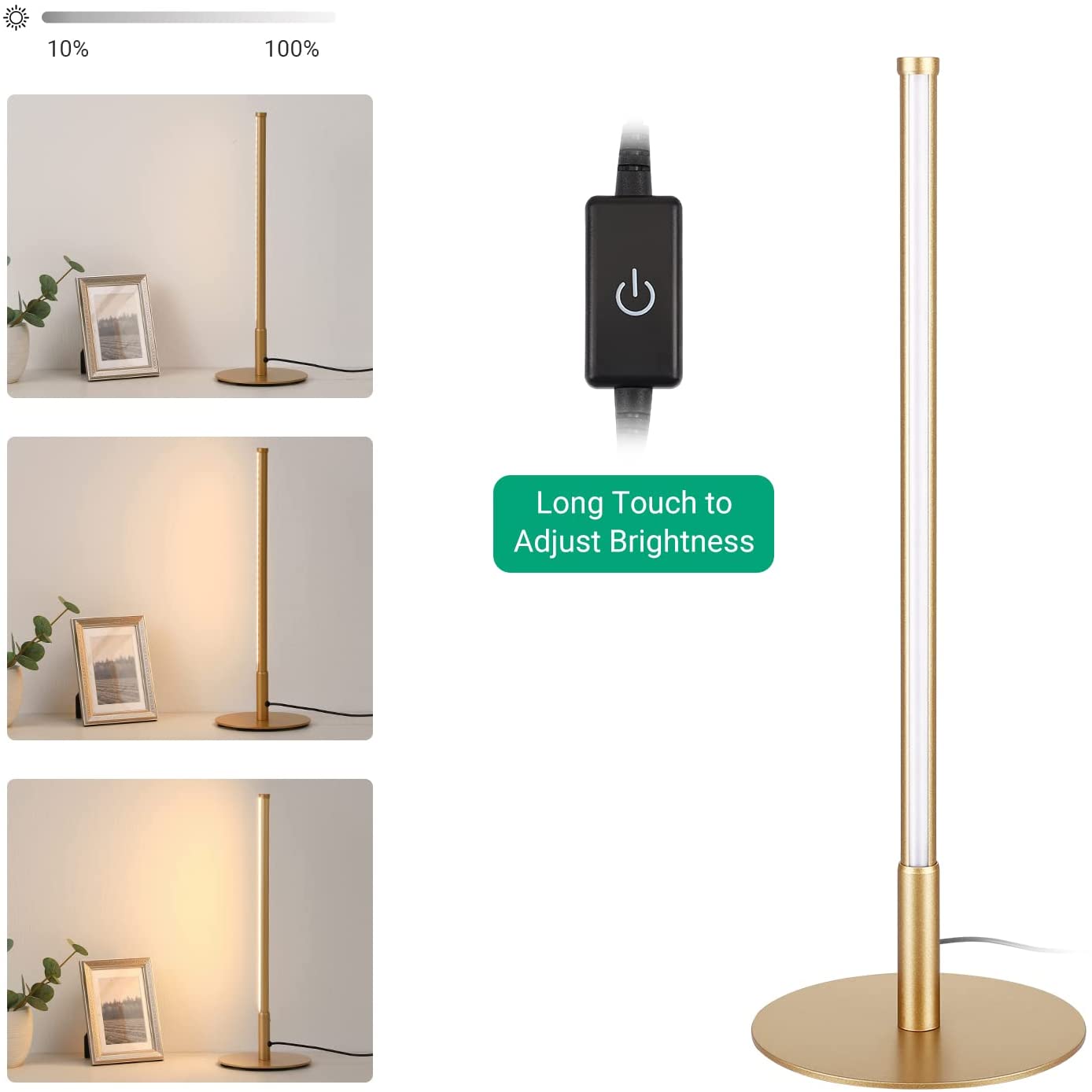 Lampada da tavolo dorata con design minimalista