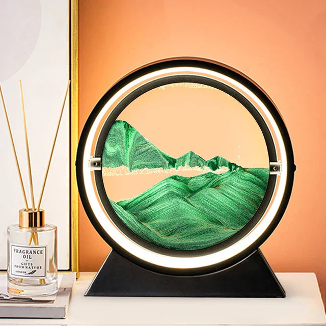 GlowHour - Candeeiro de Mesa Ampulheta 3D com Iluminação LED para Decoração Aconchegante