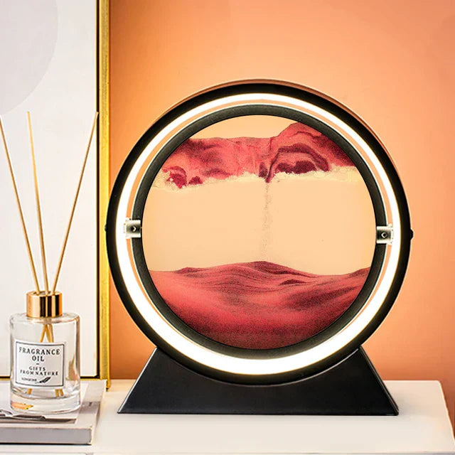 GlowHour - Candeeiro de Mesa Ampulheta 3D com Iluminação LED para Decoração Aconchegante