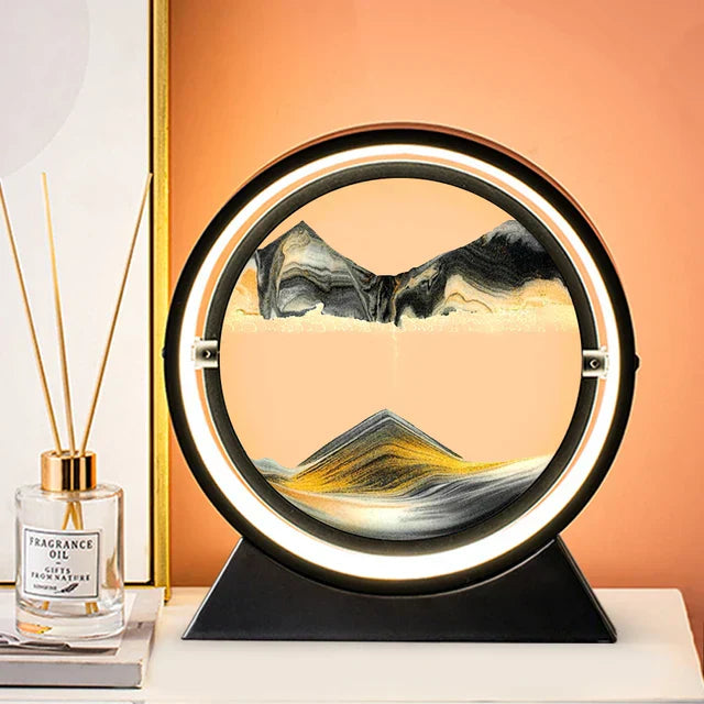 GlowHour - Candeeiro de Mesa Ampulheta 3D com Iluminação LED para Decoração Aconchegante