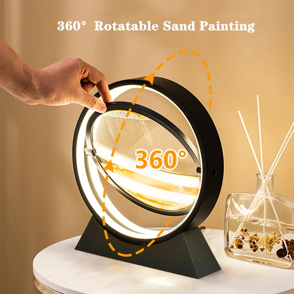 GlowHour - Candeeiro de Mesa Ampulheta 3D com Iluminação LED para Decoração Aconchegante