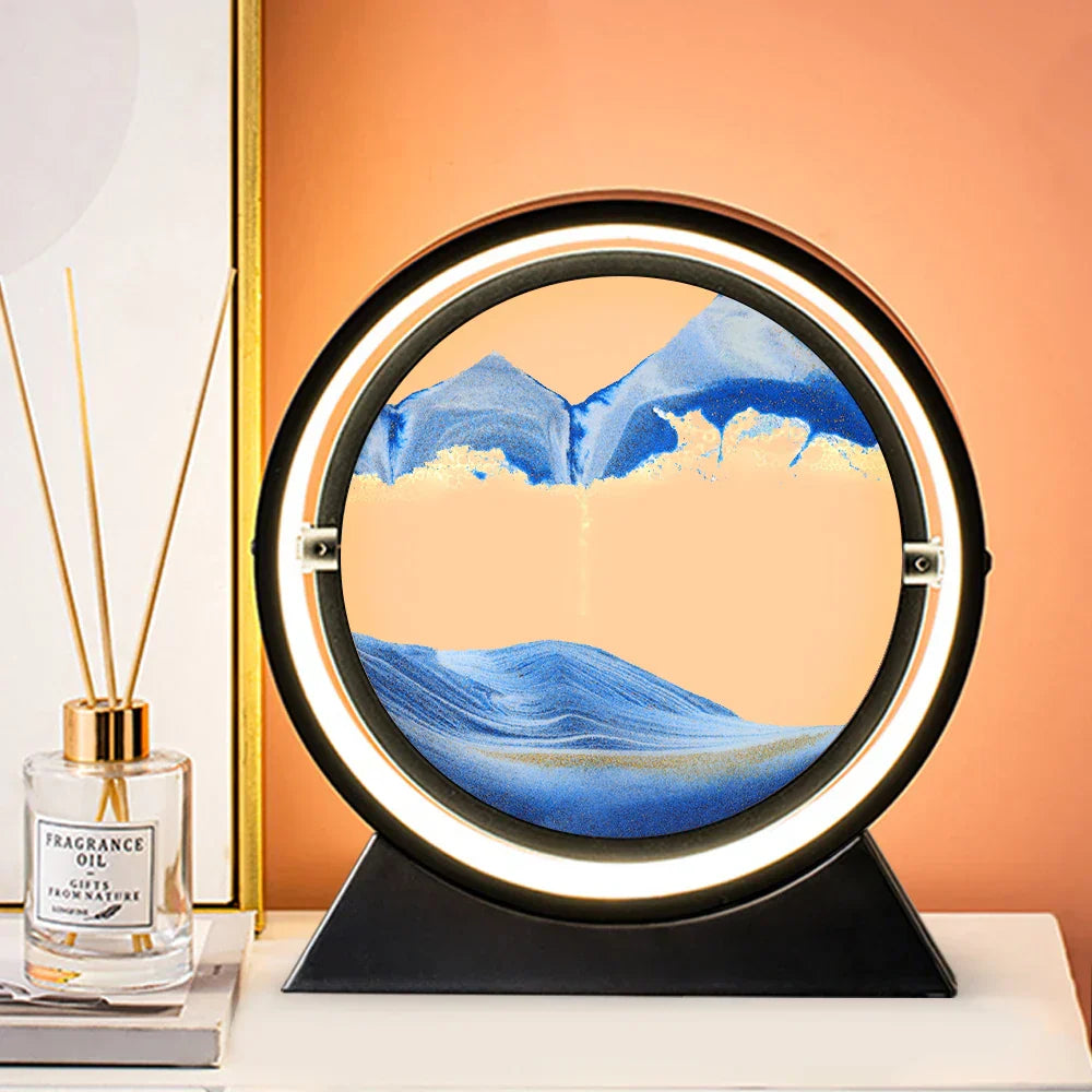 GlowHour - Candeeiro de Mesa Ampulheta 3D com Iluminação LED para Decoração Aconchegante