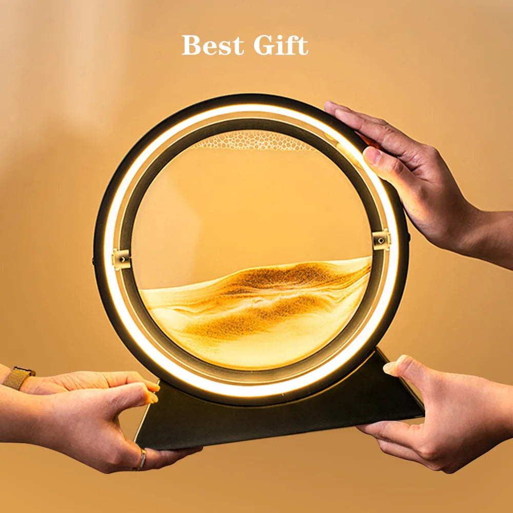 GlowHour - Candeeiro de Mesa Ampulheta 3D com Iluminação LED para Decoração Aconchegante