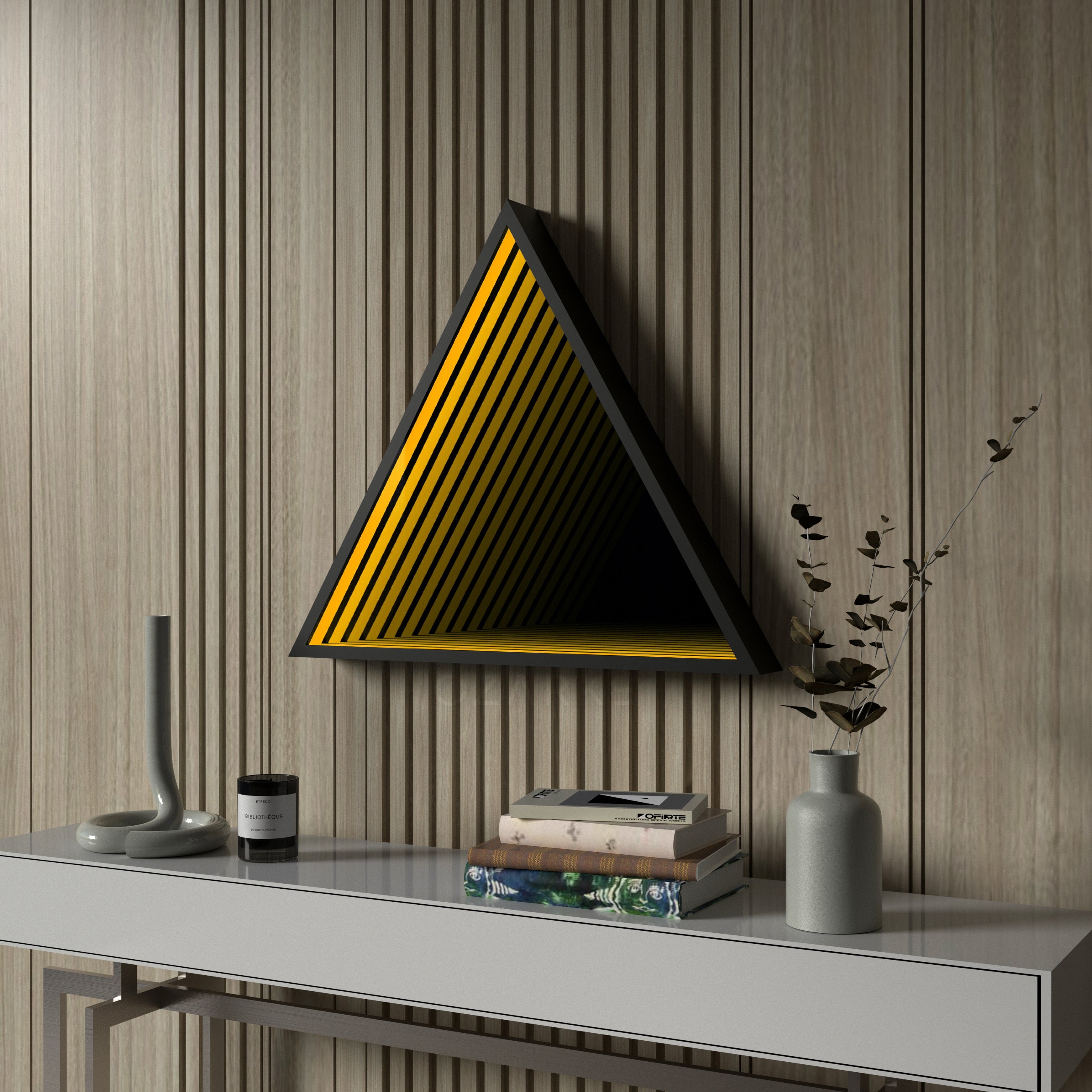 Lampada da parete a specchio infinito triangolare 3D