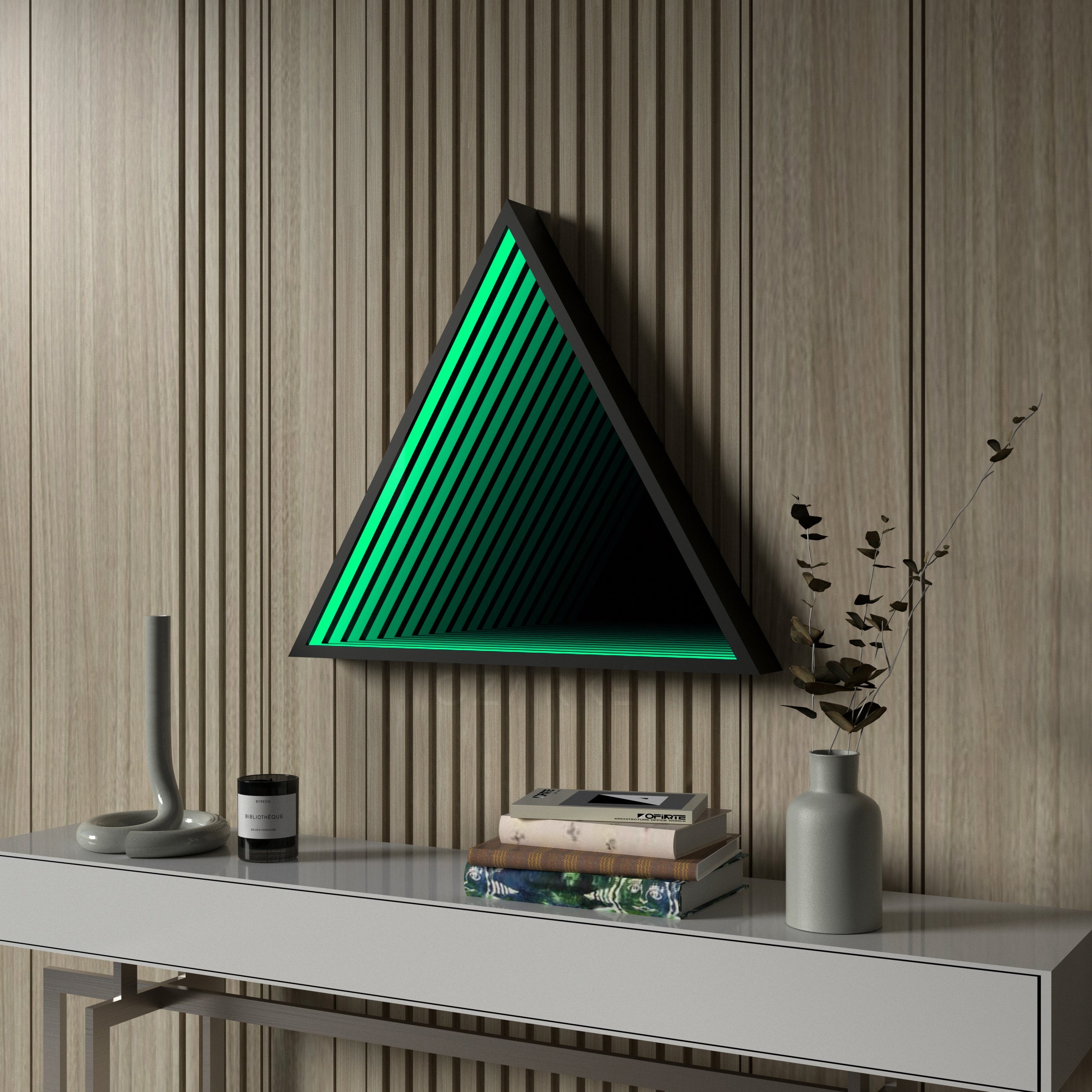 Lampada da parete a specchio infinito triangolare 3D