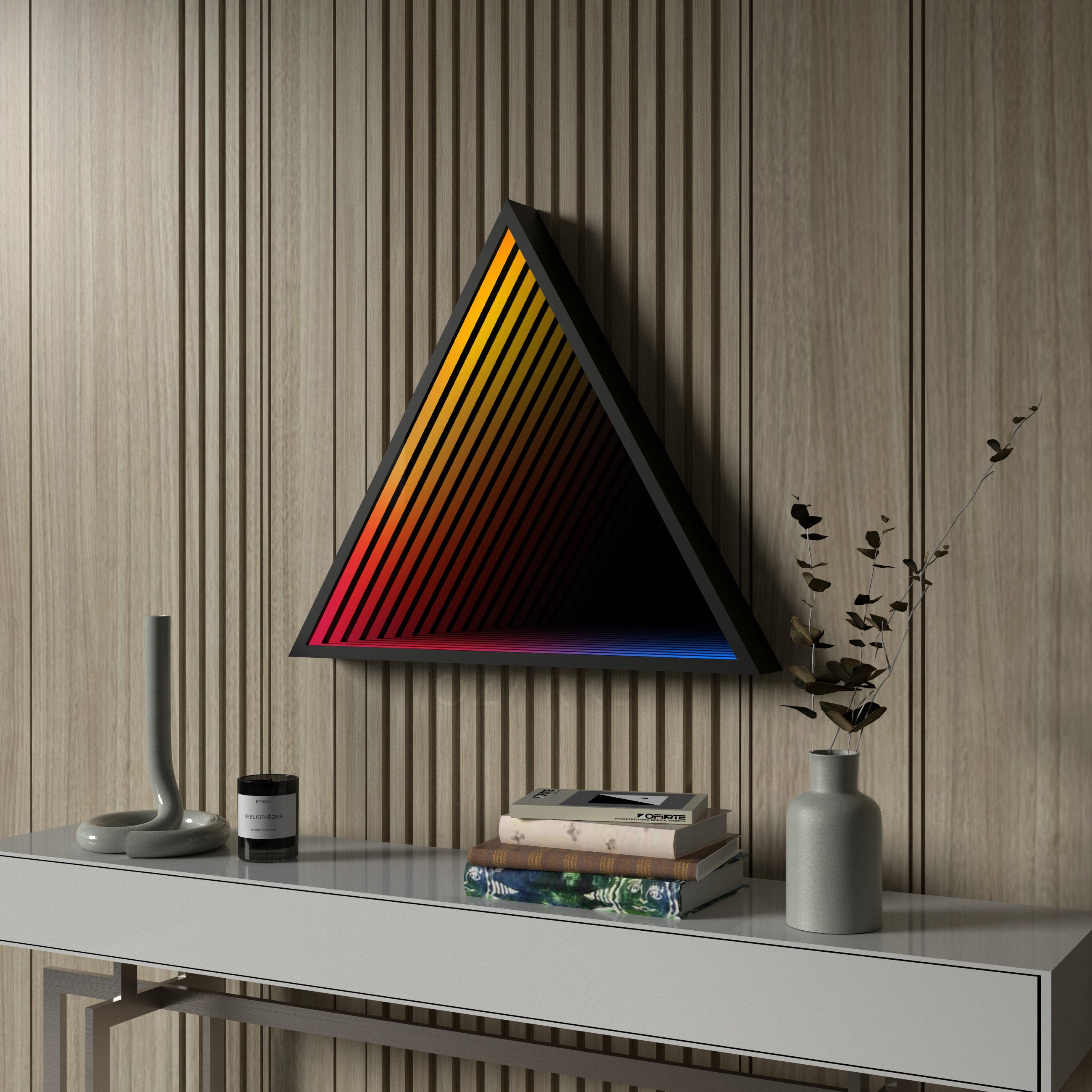 Lampada da parete a specchio infinito triangolare 3D