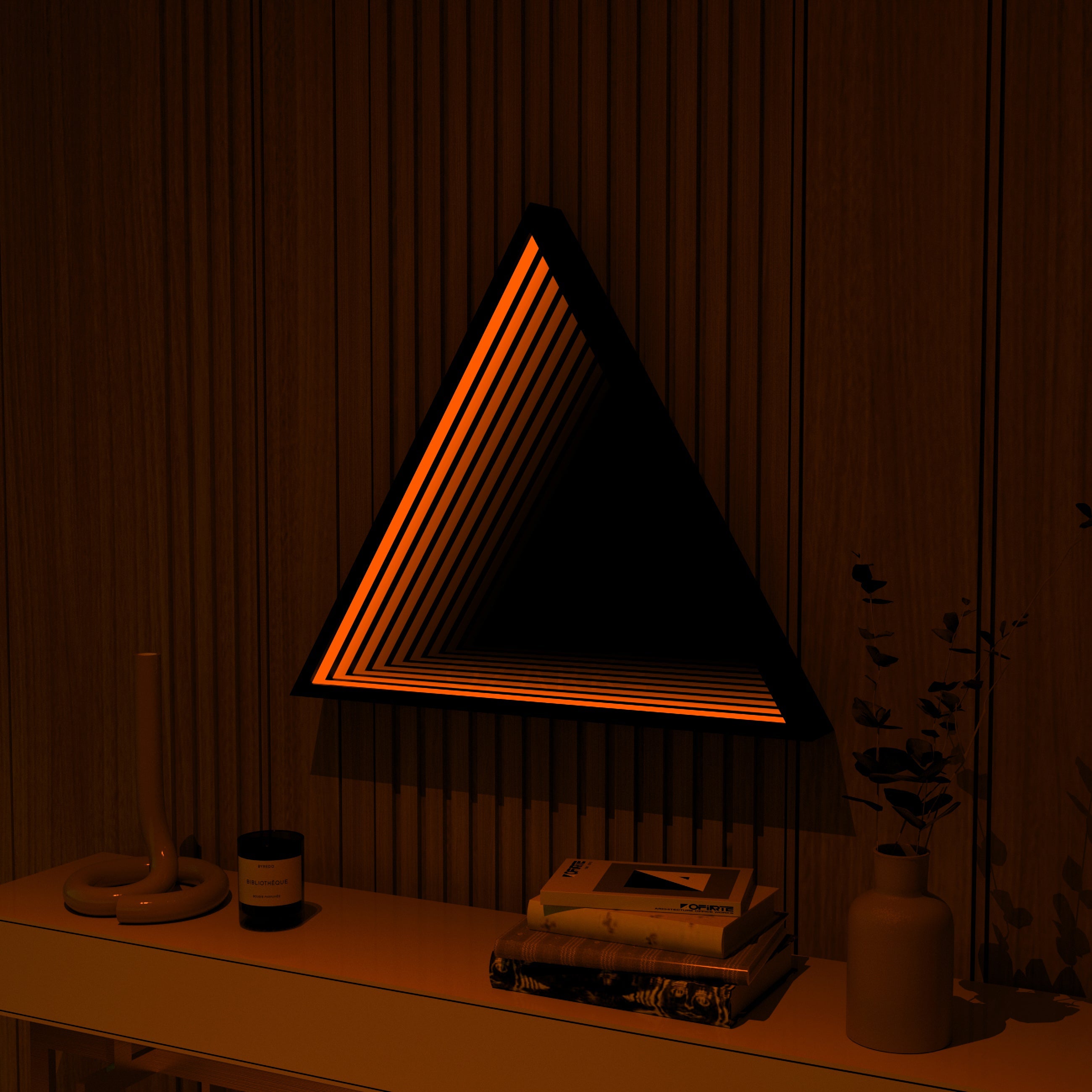 Lampada da parete a specchio infinito triangolare 3D
