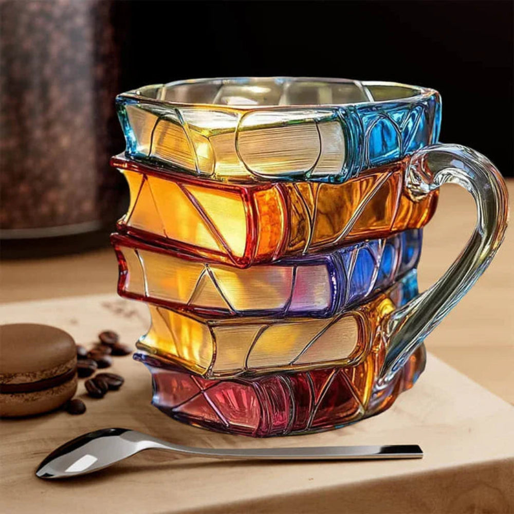 Koffiemok Boekontwerp 3D Glazen Mok Literair Decor