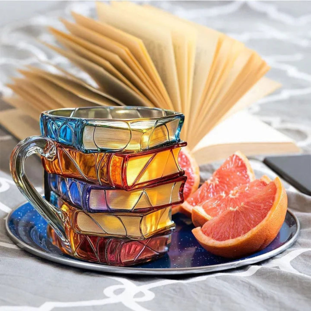 Koffiemok Boekontwerp 3D Glazen Mok Literair Decor
