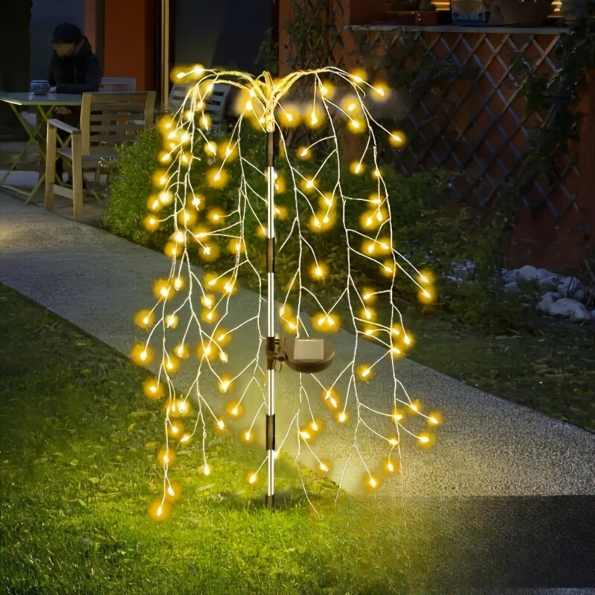 SolarGlimmer - Lámpara de jardín LED de fuegos artificiales con energía solar y 8 modos de luz