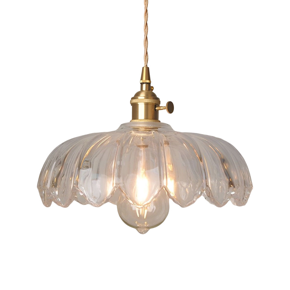 BrassBloom - Vintage Hanging Lamp of Glass and Brass for Living Room and Dining Room
