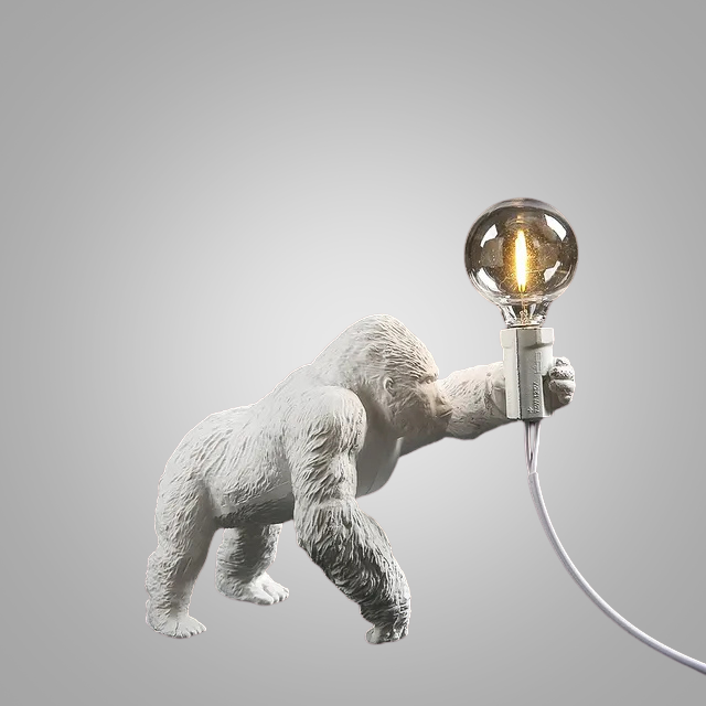 GorillaLux - Unique Gorilla Table Lamp | Modern Animal Lamp with Warm LED Lighting