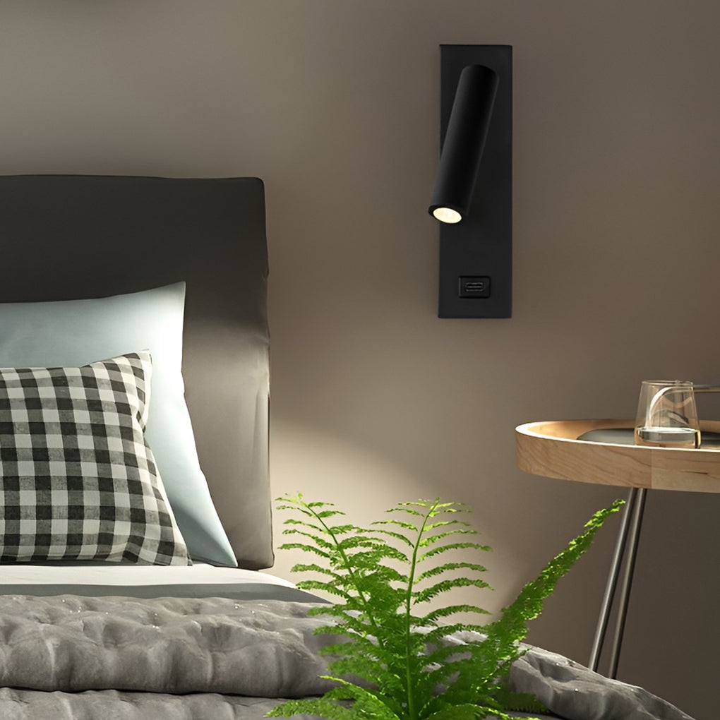 LuxiLicht - Lámpara de pared LED moderna ajustable con interruptor y puerto de carga USB