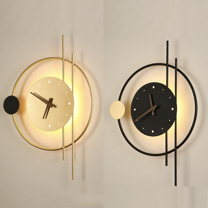 Nielsen Moderne LED Wandlamp Binnen Klok Zwart Kinderkamer Metaal