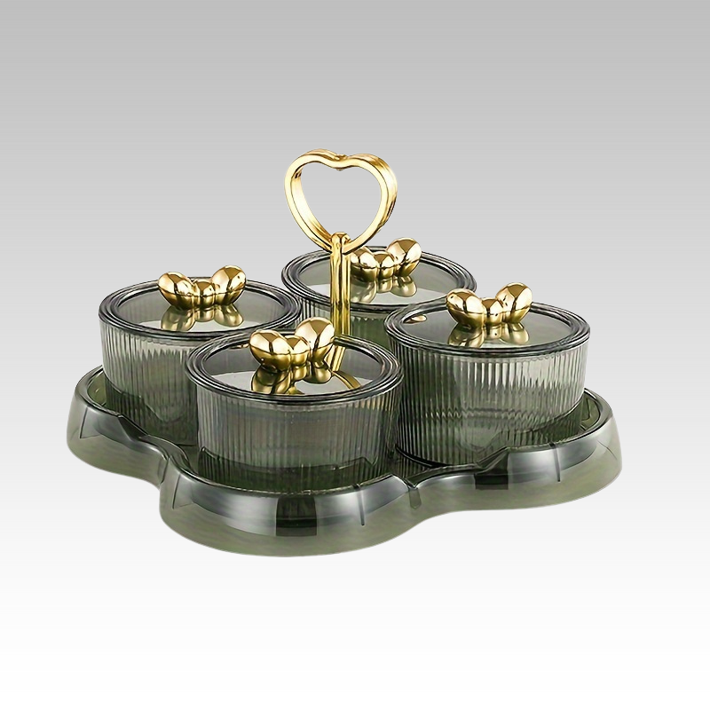 AcrylicServe Set - 4-piece Acrylic Nut & Candy Bowl Set with Lid