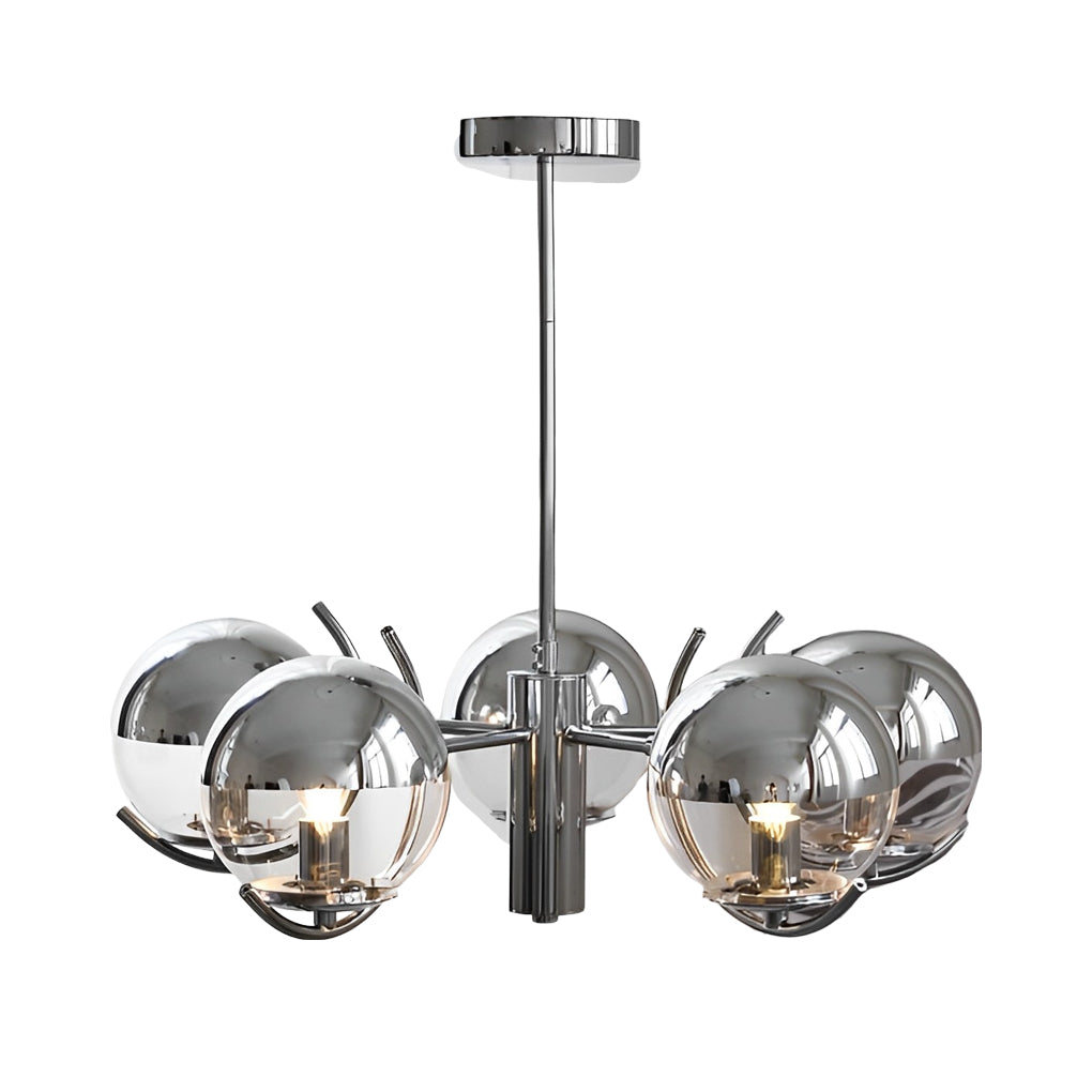 Lámpara de techo nórdica de hierro con globo de vidrio electrochapado de 4/5 luces