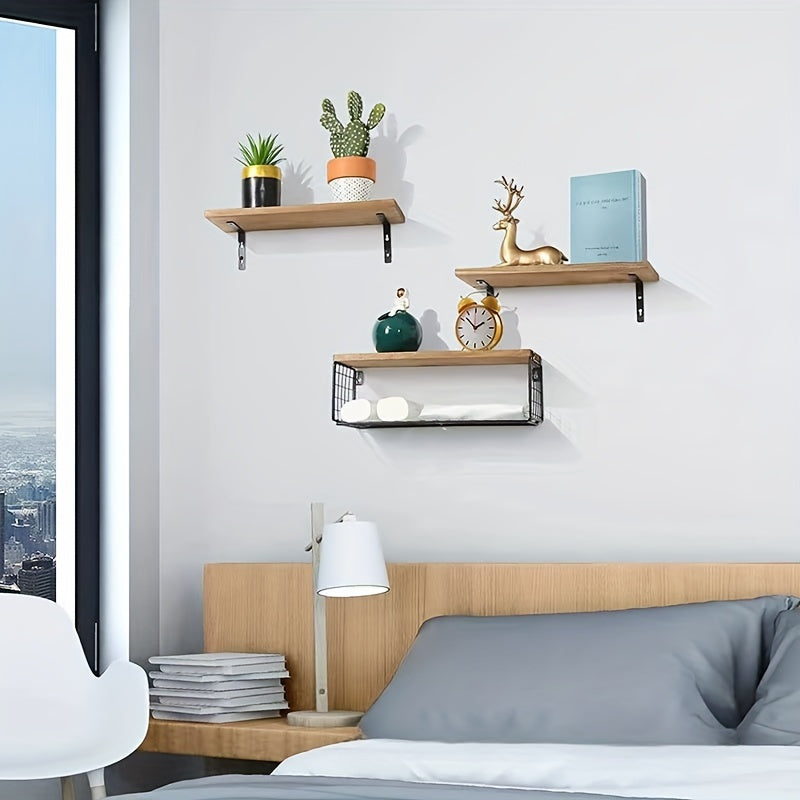 ShelfSet - Wooden Floating Storage Racks - Set of 3 Bathroom Shelves
