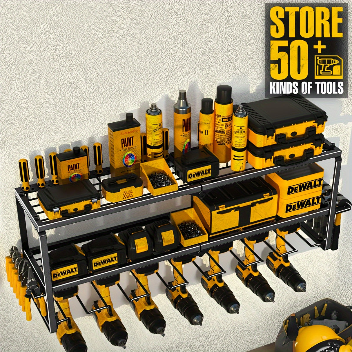 ToolShelf - Prateleira Metálica de Parede para Oficina - Prateleira Flutuante para Ferramentas