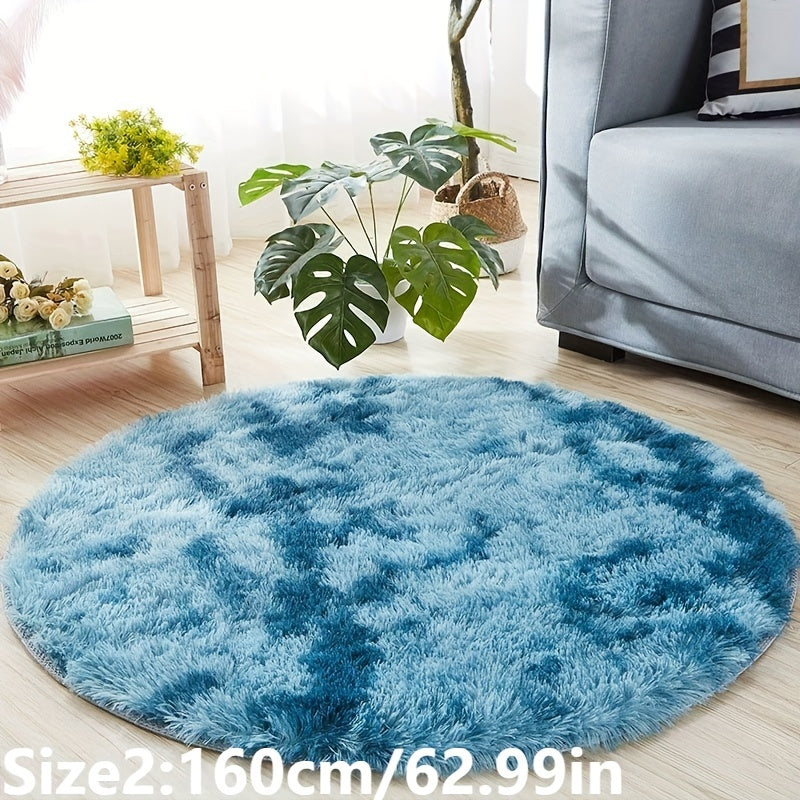 1pc Tappeto Rotondo in Peluche Tie-dye - Morbido e Caldo Tappeto Decorativo per Soggiorno, Camera da Letto e Yoga
