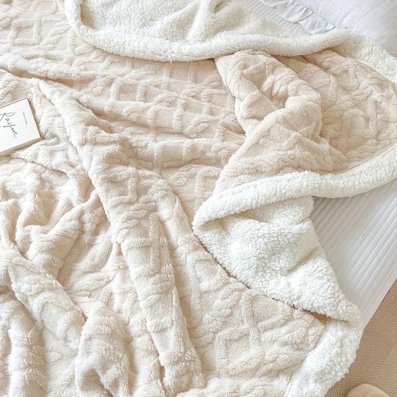 Manta de forro polar reversible de 1 pieza - Manta de sofá más gruesa para otoño e invierno, adecuada para todas las estaciones