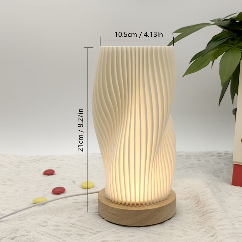 CozyLight - Lampada Notturna LED con Base in Legno, Alimentata via USB, Dimmerabile