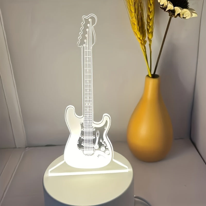 MusicGlow - 3D Guitar LED Night Light with Multicolored Ambient Lighting