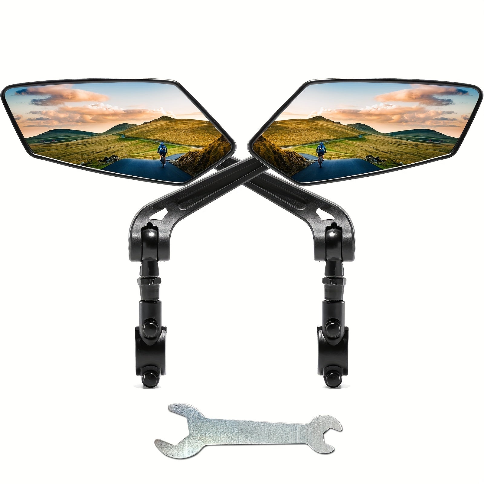 2 piezas de espejos para manillar de bicicleta – Espejos retrovisores ajustables de gran angular y diseño de vidrio de seguridad giratorio 360° para bicicleta, bicicleta eléctrica, scooter y moto de nieve
