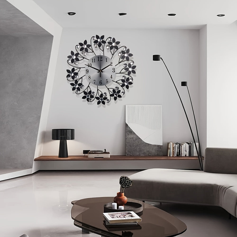 Relógio de Parede Metálico Silencioso - Relógio Decorativo Redondo para Sala de Estar
