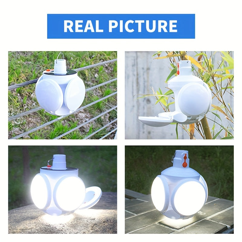 SolarFold - Lampada da campeggio portatile a LED ricaricabile USB, ideale