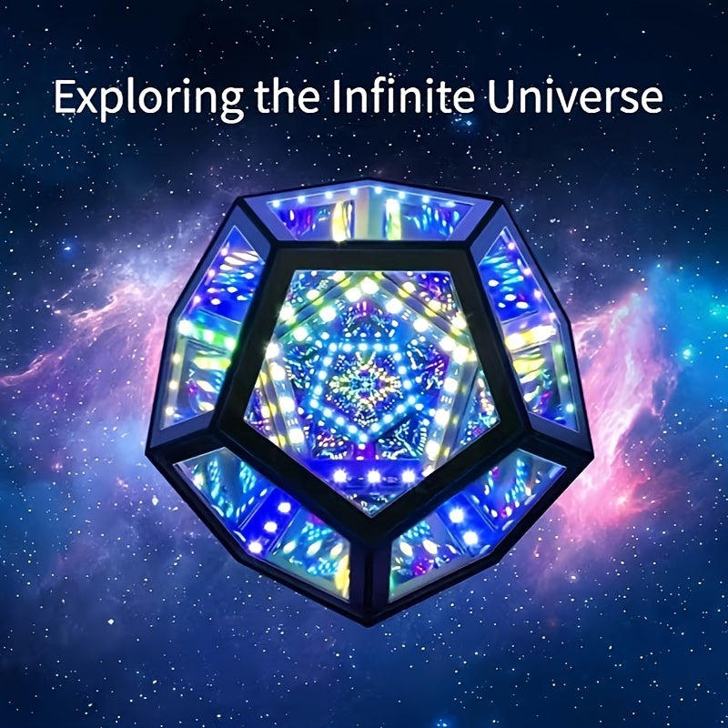 InfinityGlow - Lampada Dodecaedro Magica e Colorata con Specchio Infinito 3D e Illuminazione RGB