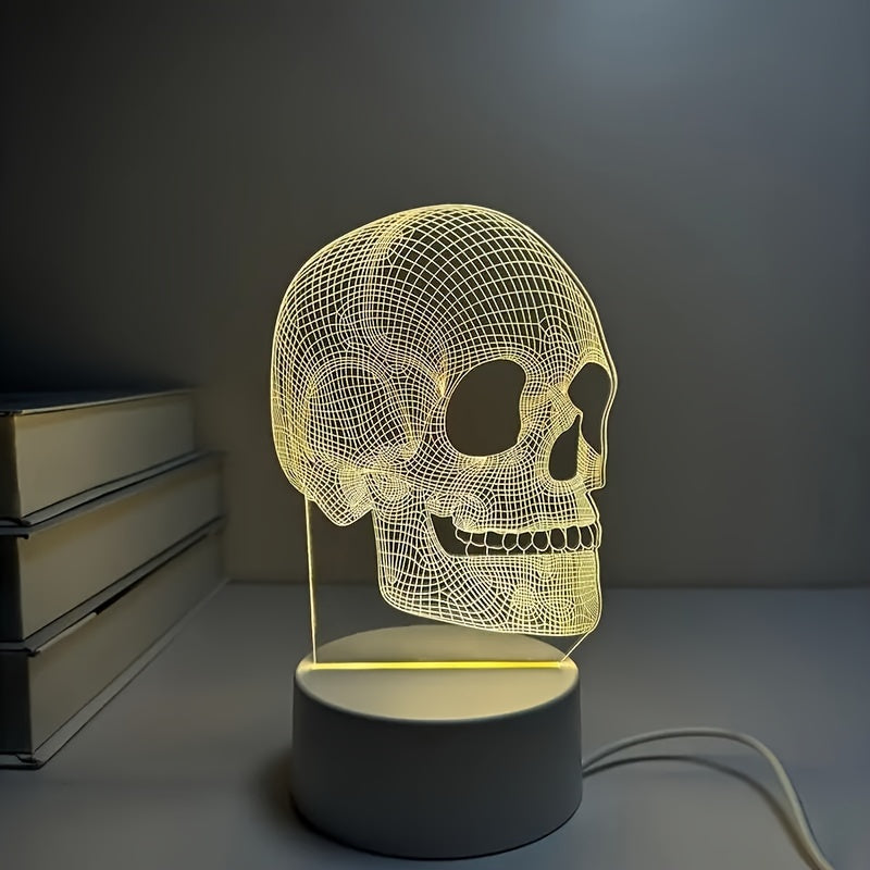 SkullGlow - 3D LED Skull-Shaped Table Lamp with USB Power Supply