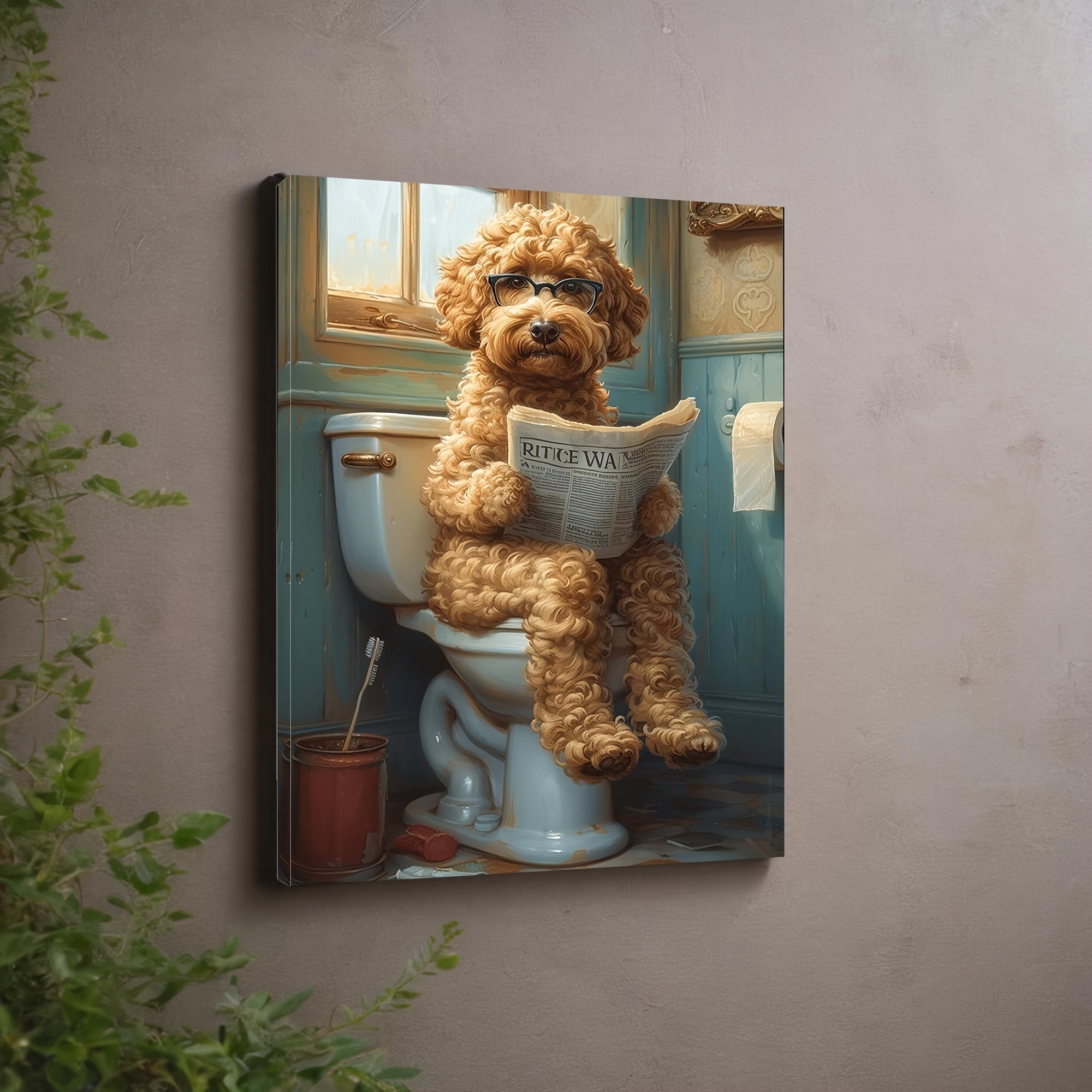 Tela Goldendoodle per Bagno - Decorazione Murale Umoristica