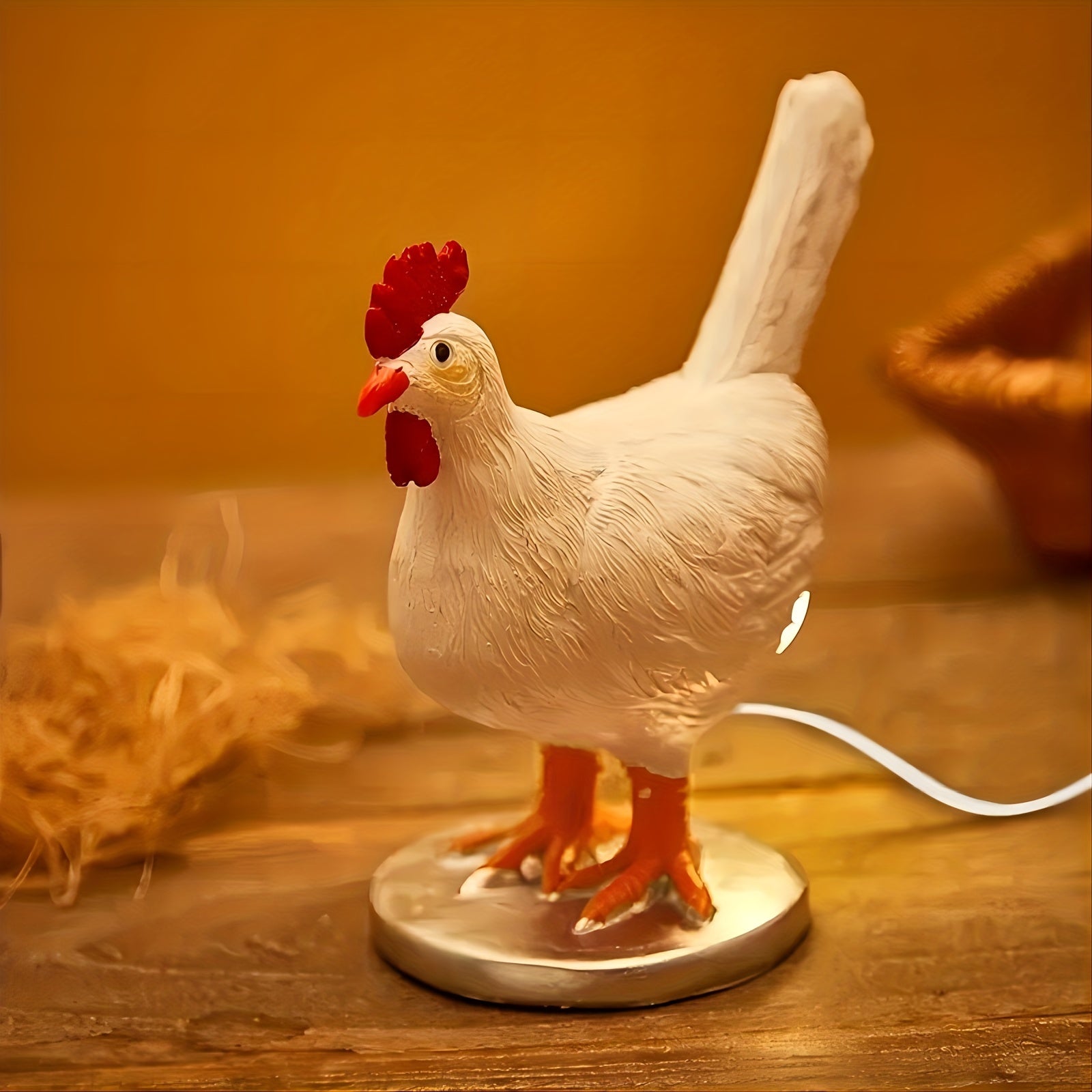 EggGlow - Lâmpada de Ovo de Galinha Realista com Iluminação LED USB e Design 3D